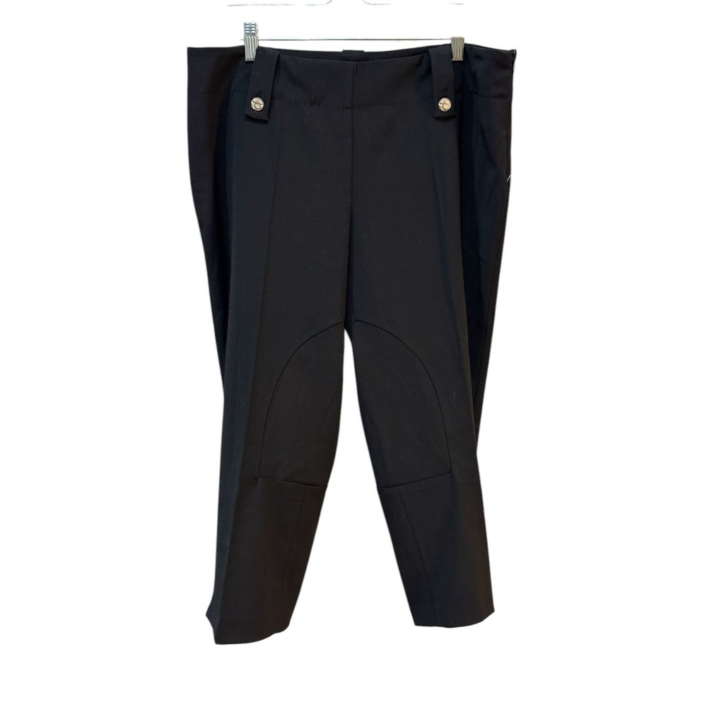 Elisa Cavaletti Black Straight Leg Cropped Pants Gold Size XXL Made‎ In Italy
